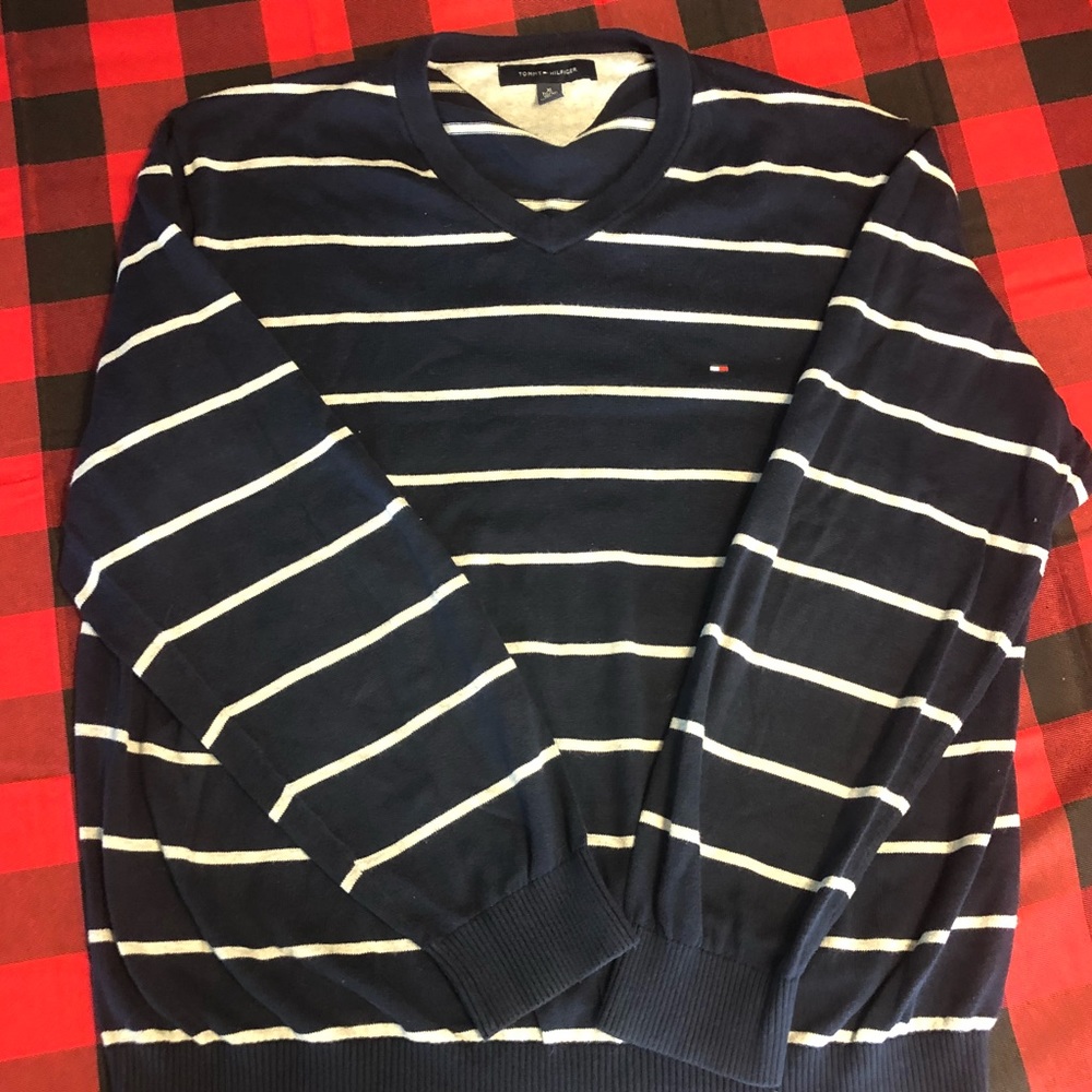 Tommy Hilfiger blue and white striped sweater